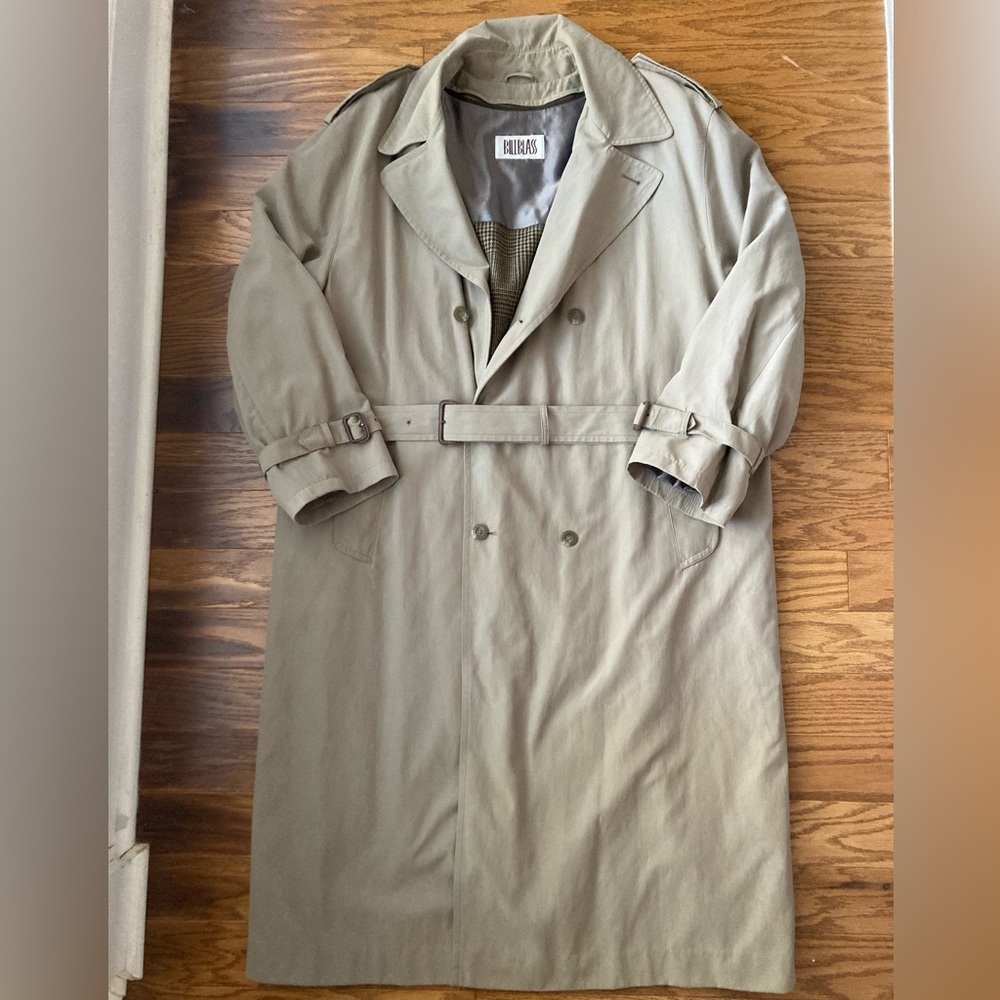 Vintage Men’s Bill Blass Newport Harbour Beige Trench Coat w/ Removable Lining